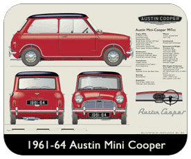 Austin Mini Cooper 1962-64 Place Mat, Small